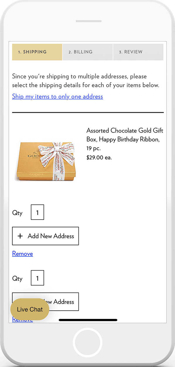 Godiva Website on iPhone