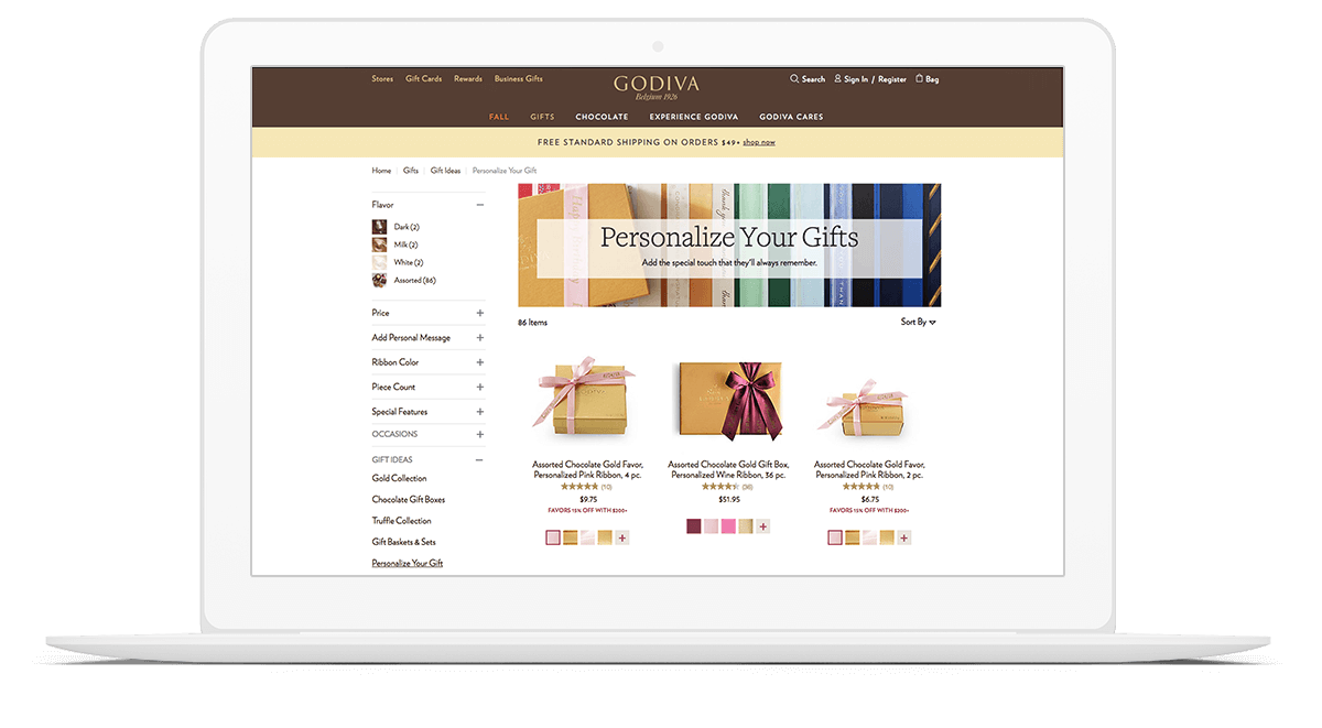 Godiva Website on iPhone