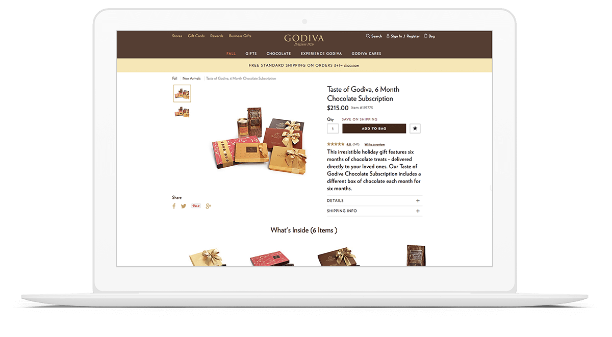 Godiva Website on iPhone